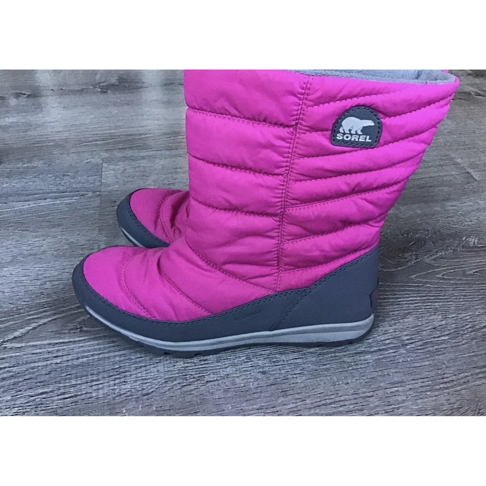 Sorel Youth Girls Size 7 Winter Snow Boots Big Kid Youth Pink/Gray NY1896-695